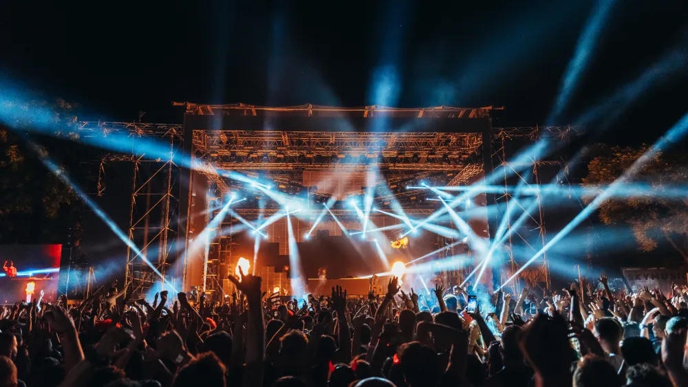 Image of a concert stage at night