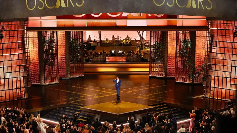 Host Conan O'Brien speaks onstage during the Oscars show at the 98th Academy Awards in Hollywood, Los Angeles, California, U.S., March 15, 2026. REUTERS/Mike Blake