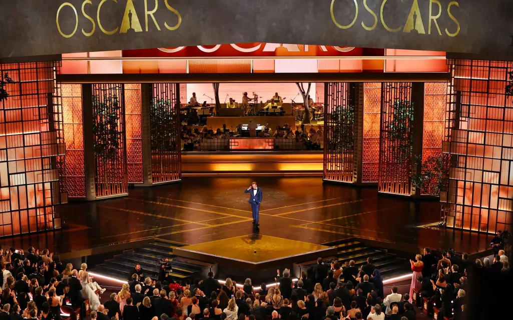 Host Conan O'Brien speaks onstage during the Oscars show at the 98th Academy Awards in Hollywood, Los Angeles, California, U.S., March 15, 2026. REUTERS/Mike Blake