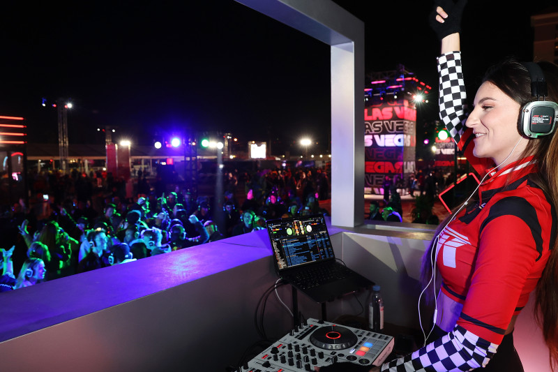 Heineken Silent Disco activation at the F1 Las Vegas Grand Prix 2024. Interactive entertainment zone with vibrant lighting and silent-disco headsets.