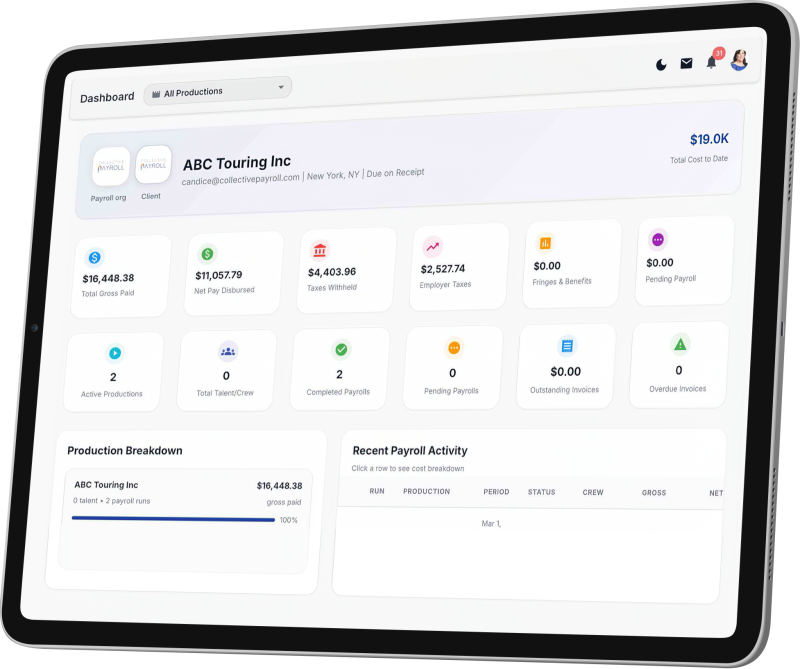 Image of the client portal software on an ipad screen