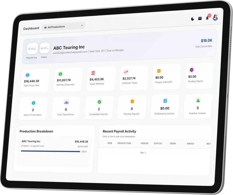 Payroll software displayed on an iPad