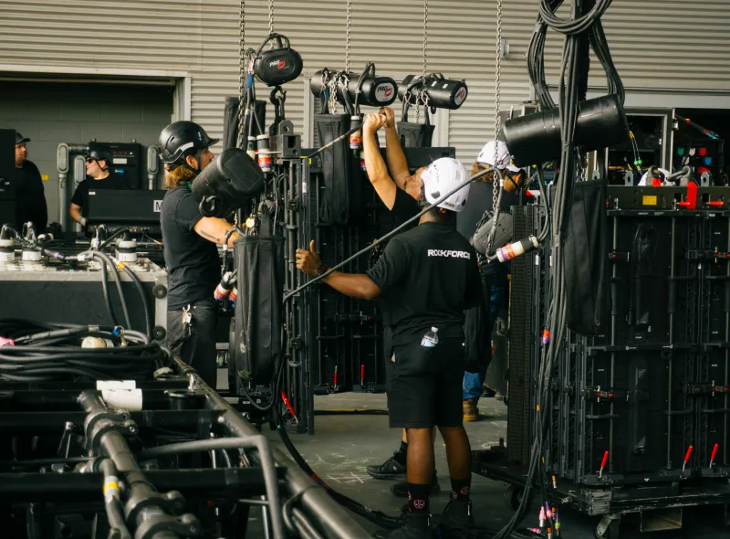 RockForce crew assembling a stage